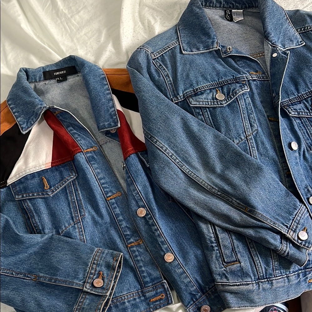 Denim Jackets with Color Block Design